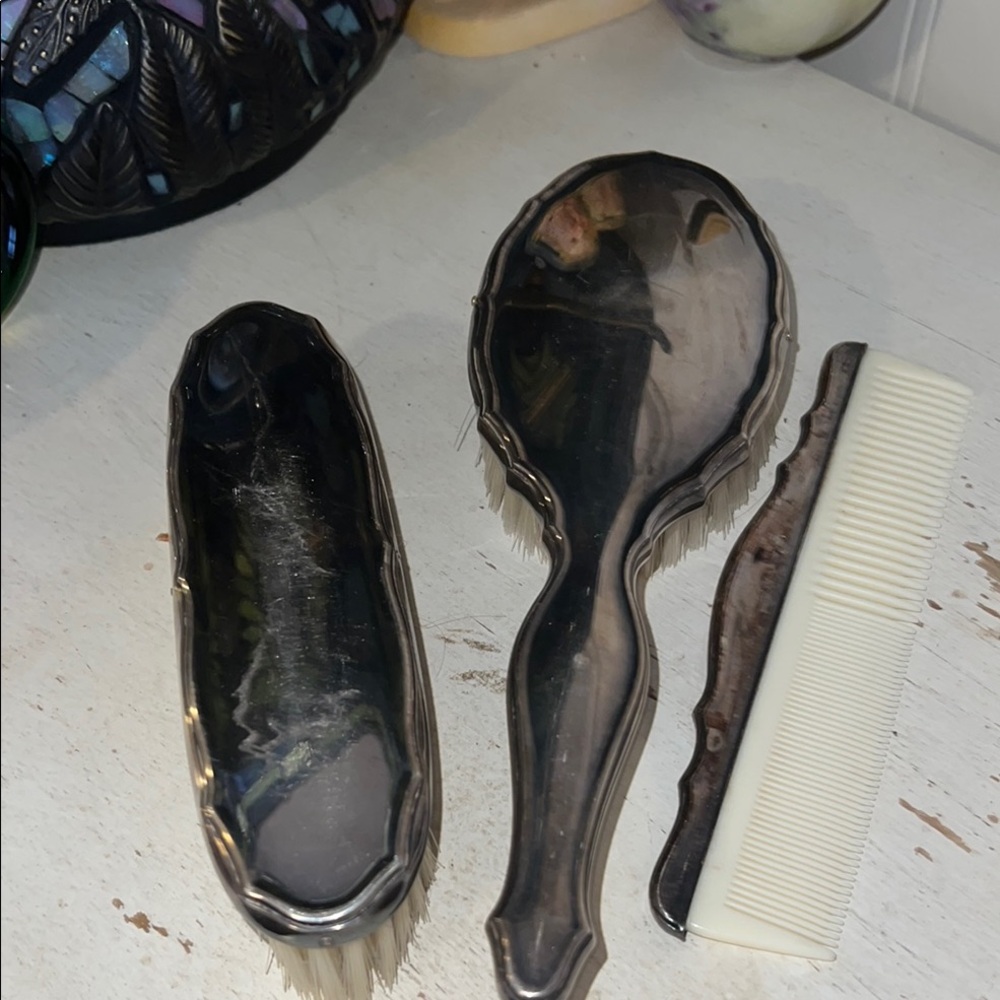 Vintage Silver plate Brush and Comb Set E Gero 75